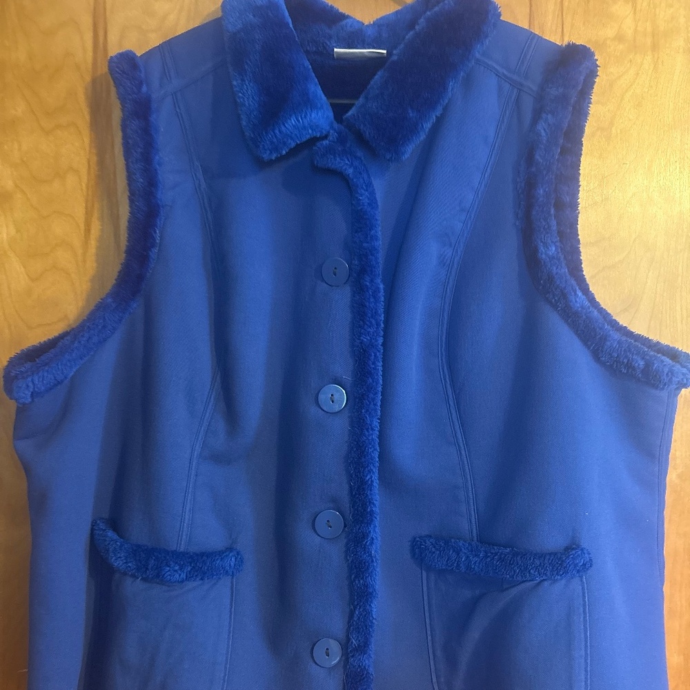 denim and co blue fur vest
